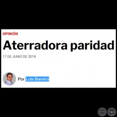 ATERRADORA PARIDAD - Por LUIS BAREIRO - Domingo, 17 de Junio de 2018